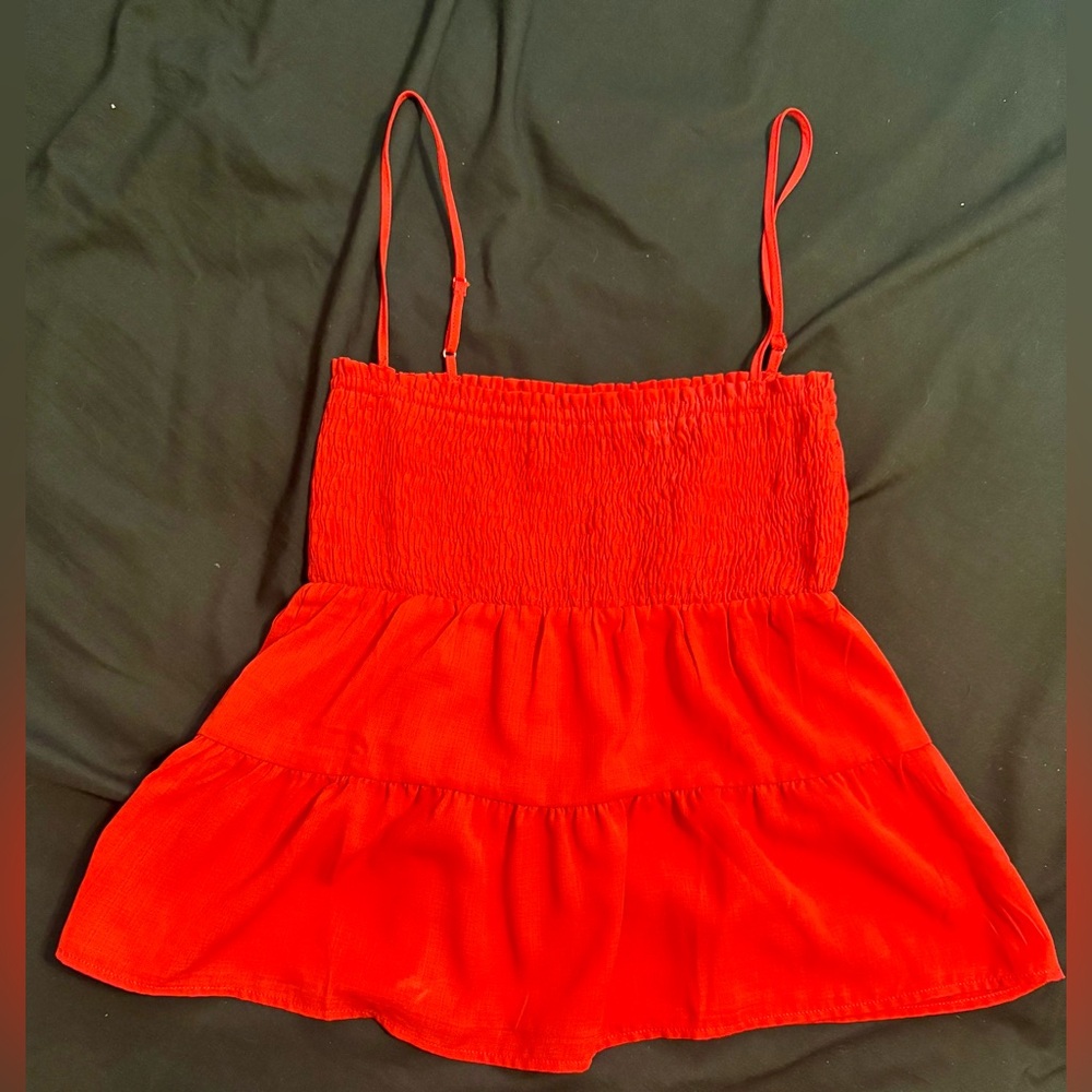 Paper Crane Red Ruched Top